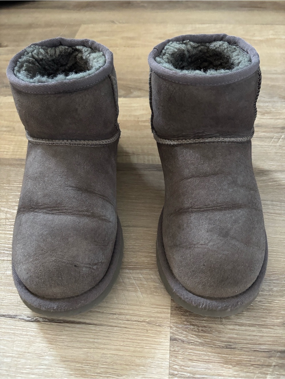 UGG Mini Booties in Grey Suede with Shearling Lining